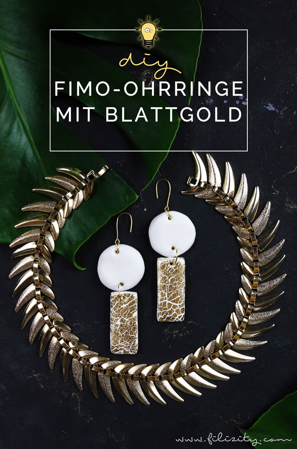 DIY Fimo Ohrringe mit Crackle-Gold | Fimo Schmuck selber machen - 5 Blogs 1000 Ideen | Filizity.com | DIY-Blog aus dem Rheinland #fimo #gold #crackle #krakelierlack