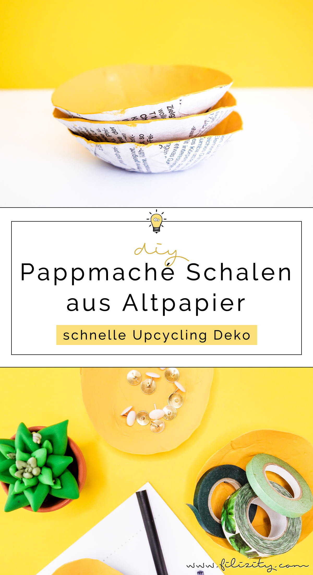 DIY Pappmaché Schalen aus Altpapier - 5 Blogs 1000 Ideen | Filizity.com - DIY Blog aus dem Rheinland
