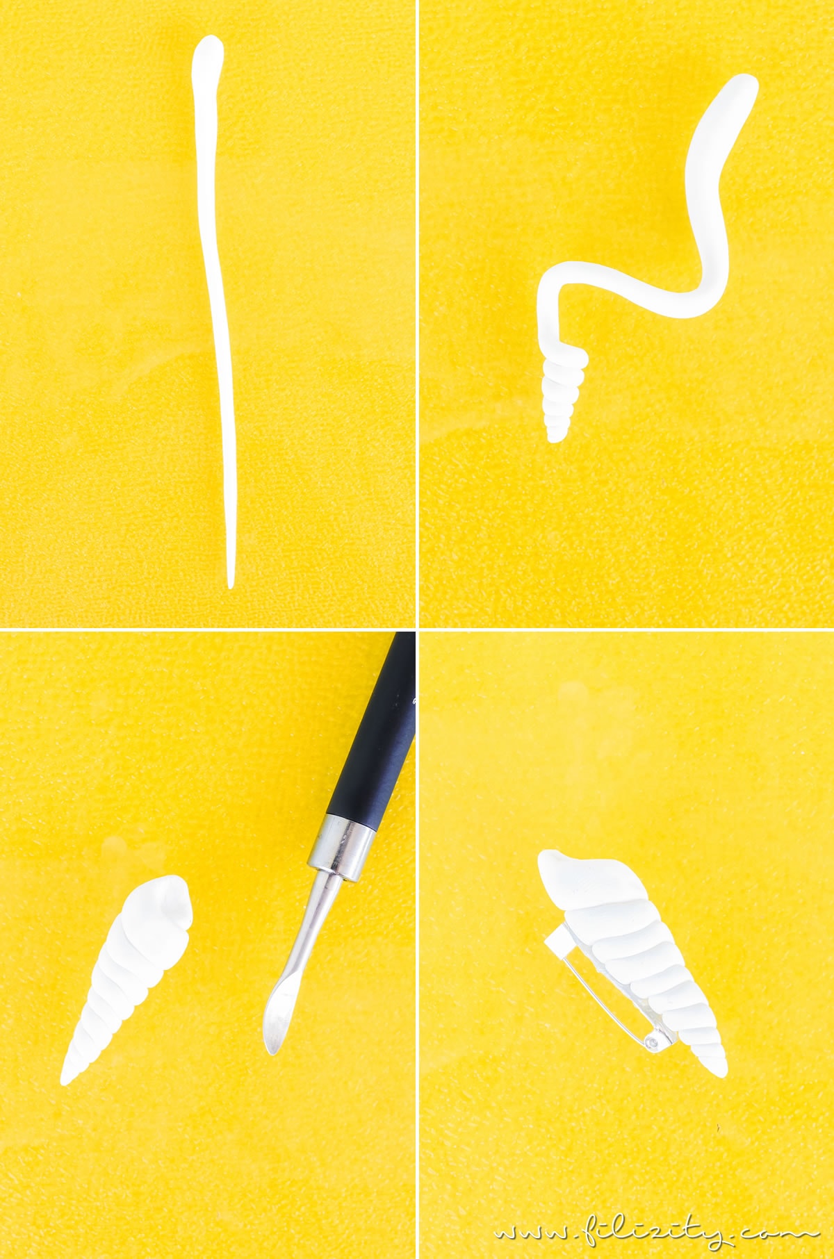 DIY Muschel-Brosche aus Fimo oder Kaltporzellan selber machen | Sommer-Schmuck basteln | Filizity.com - DIY-Blog aus dem Rheinland #myfimo #fimo #kaltporzellan #sommer