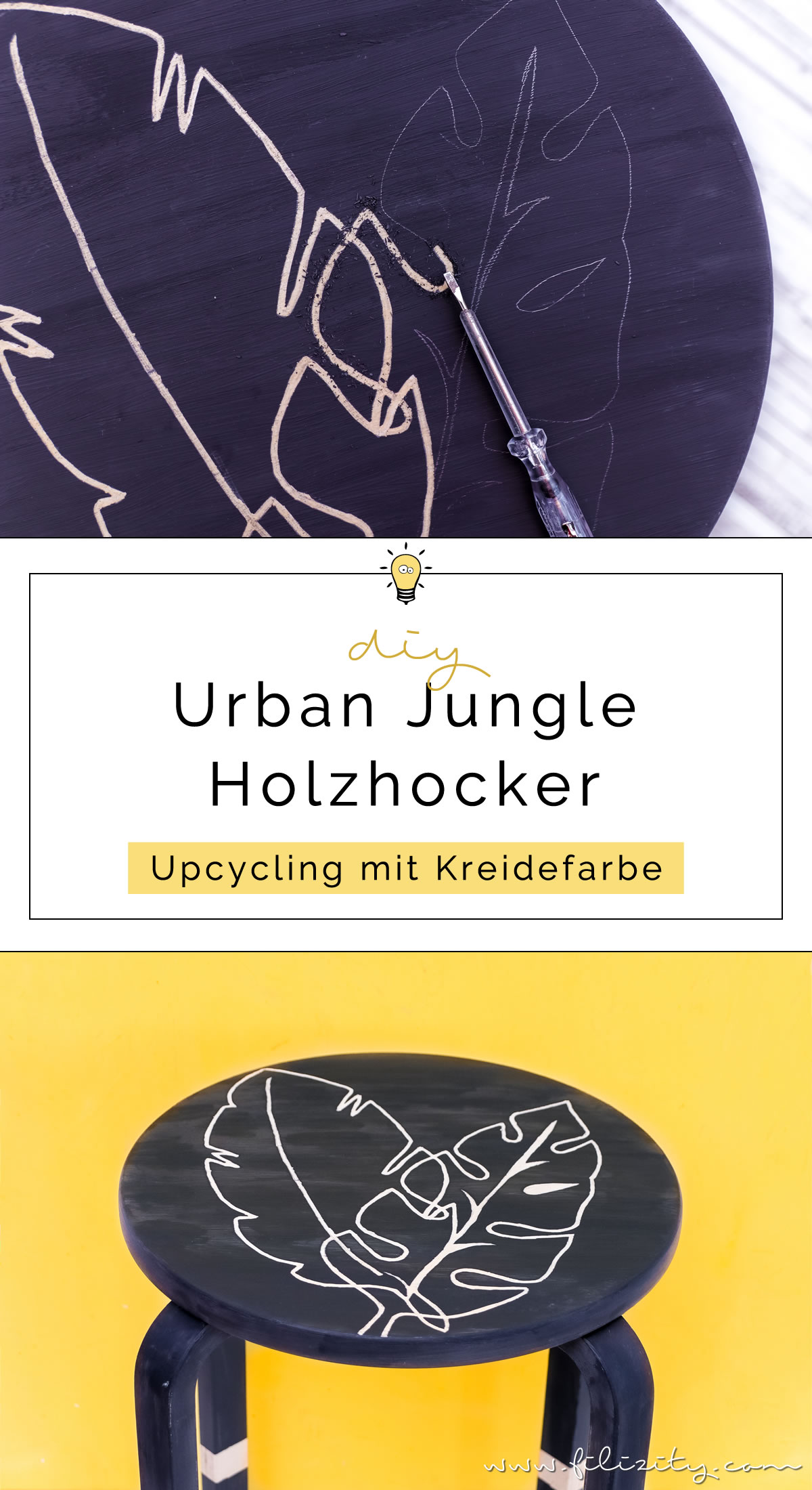 Schnelle Upcycling Idee mit Kreidefarbe: IKEAHACK Frosta Hocker im Urban Jungle Style | Filizity.com - DIY-Blog aus dem Rheinland #diysummer #rustoleum #urbanjungle #frosta #ikeahack