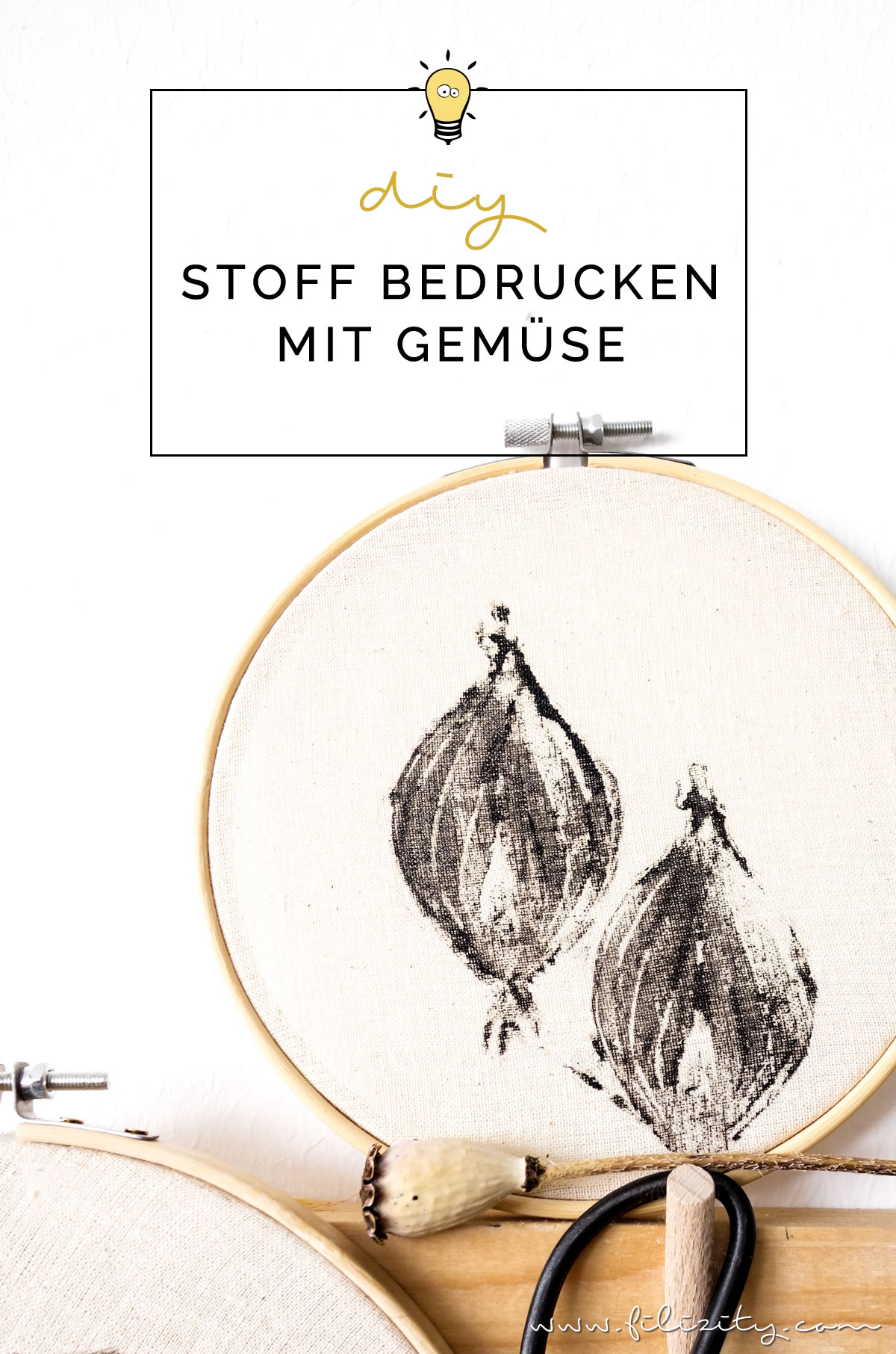 Stoff bedrucken mit DIY Stempeln - Deko für die Küche selber machen - 5 Blogs 1000 Ideen | Filizity.com - DIY Blog aus dem Rheinland #shabbychic #stempel #lastminute