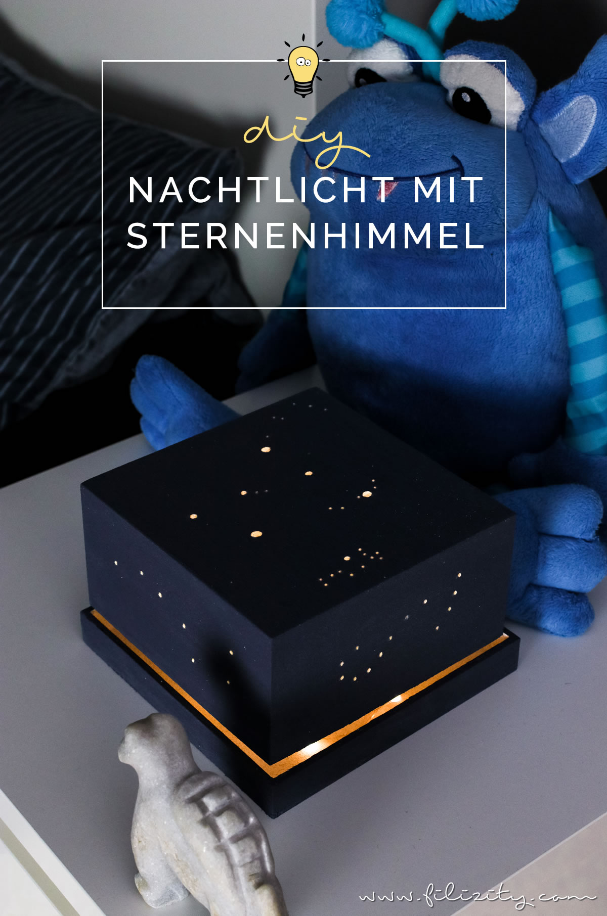 DIY Nachtlicht mit Sternenhimmel - Lampe selber bauen aus Spanschachtel