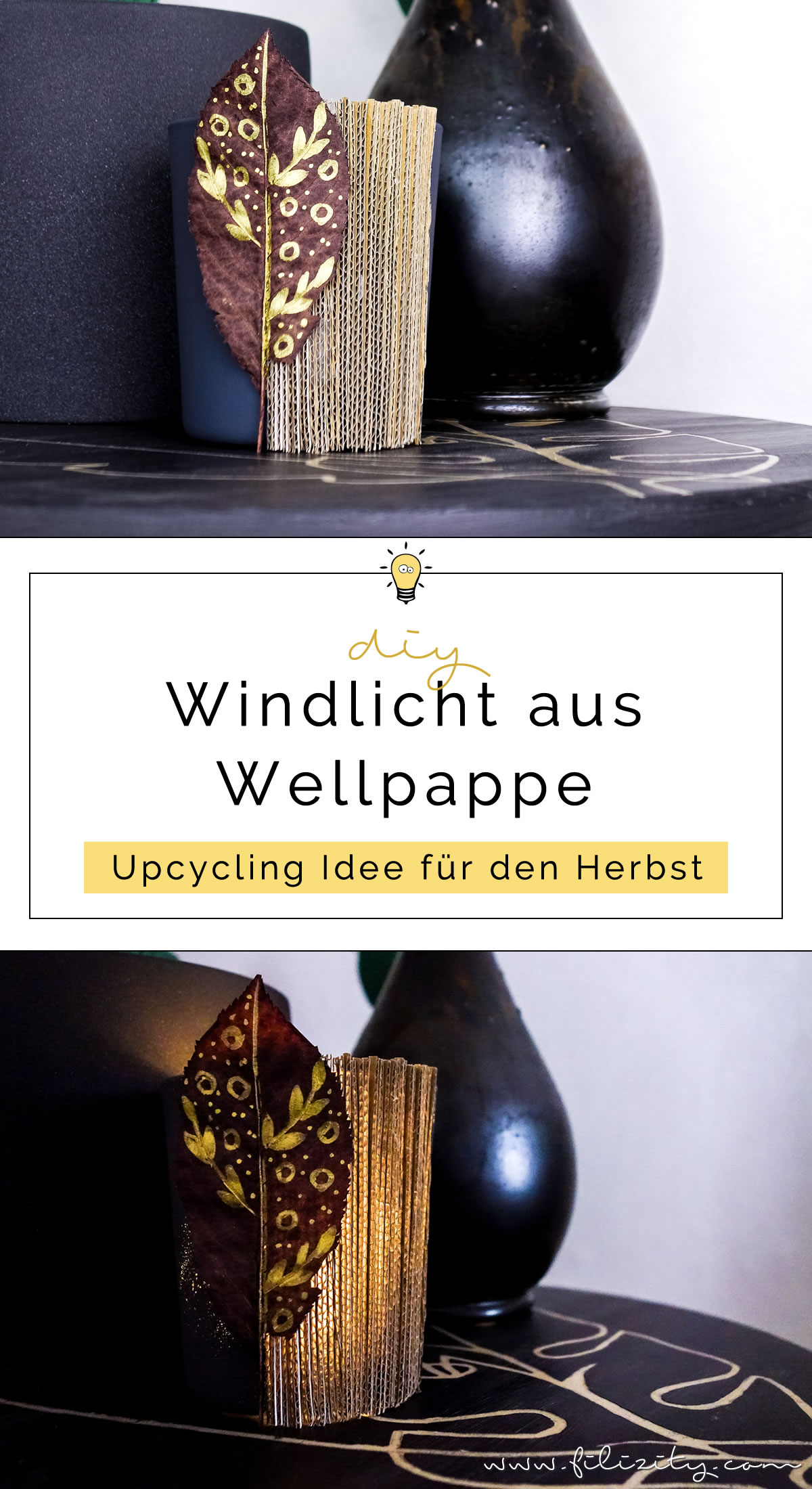 Upcycling: DIY Windlicht aus Pappkarton basteln - 5 Blogs 1000 Ideen | Filizity.com - DIY Blog aus Rheinland #herbst #upcycling #5Blogs1000Ideen