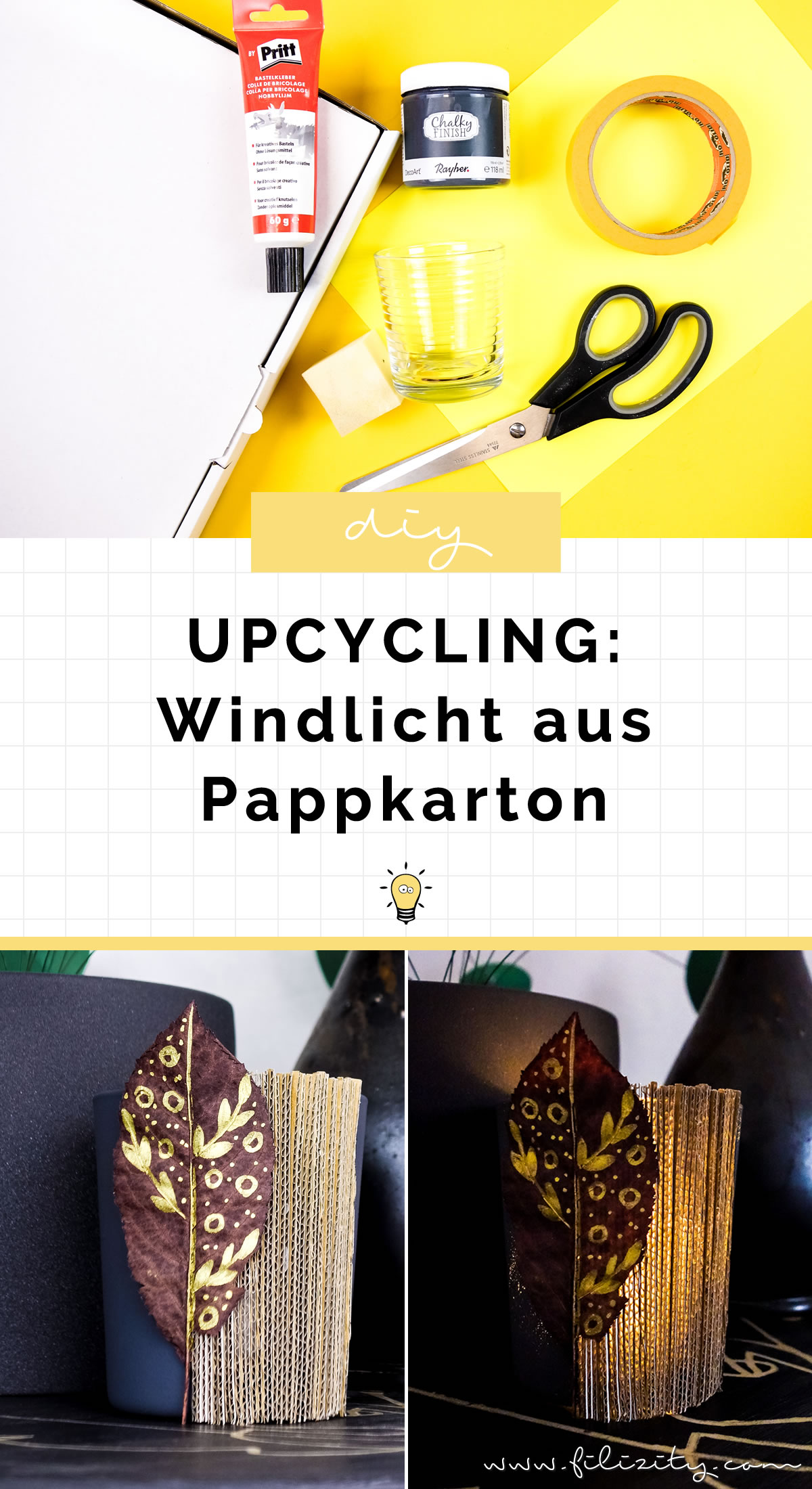 Upcycling: DIY Windlicht aus Pappkarton basteln - 5 Blogs 1000 Ideen | Filizity.com - DIY Blog aus Rheinland #herbst #upcycling #5Blogs1000Ideen