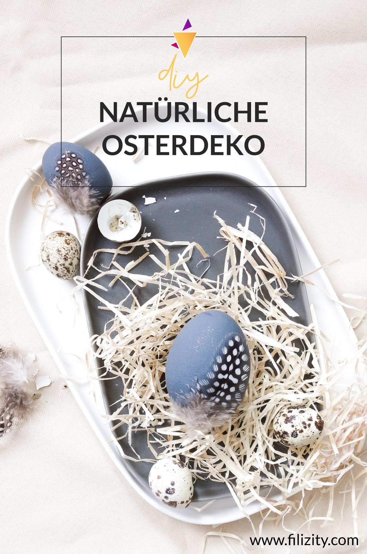 Osterdeko selber machen: DIY Ostereier mit Kreidefarbe und Federn | Filizity. Kreativmagazin & DIY Blog