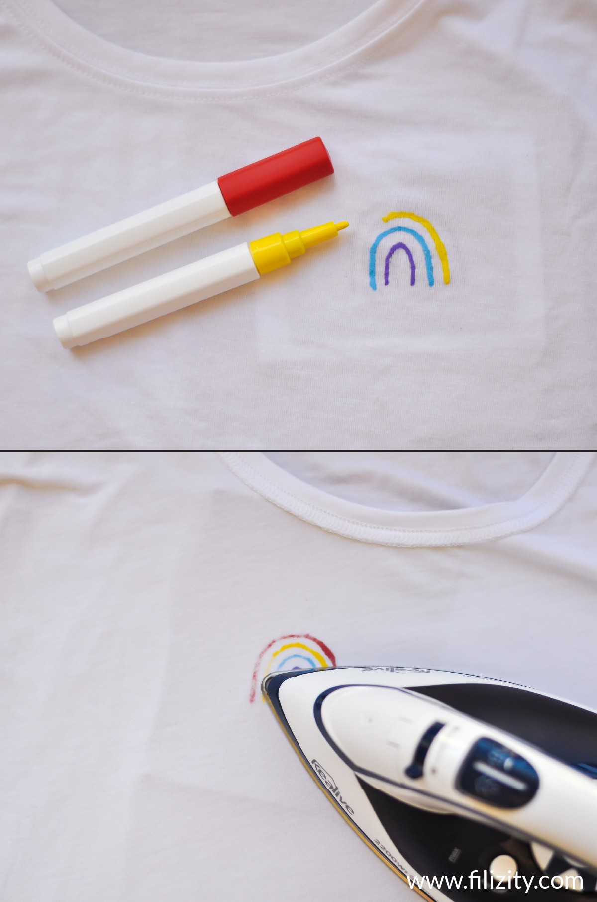 DIY Regenbogen: T-Shirt bemalen, Hoffnung schenken | Filizity.com - Kreativmagazin & DIY Blog #corona #regenbogen #wirbleibenzuhause #upcycling
